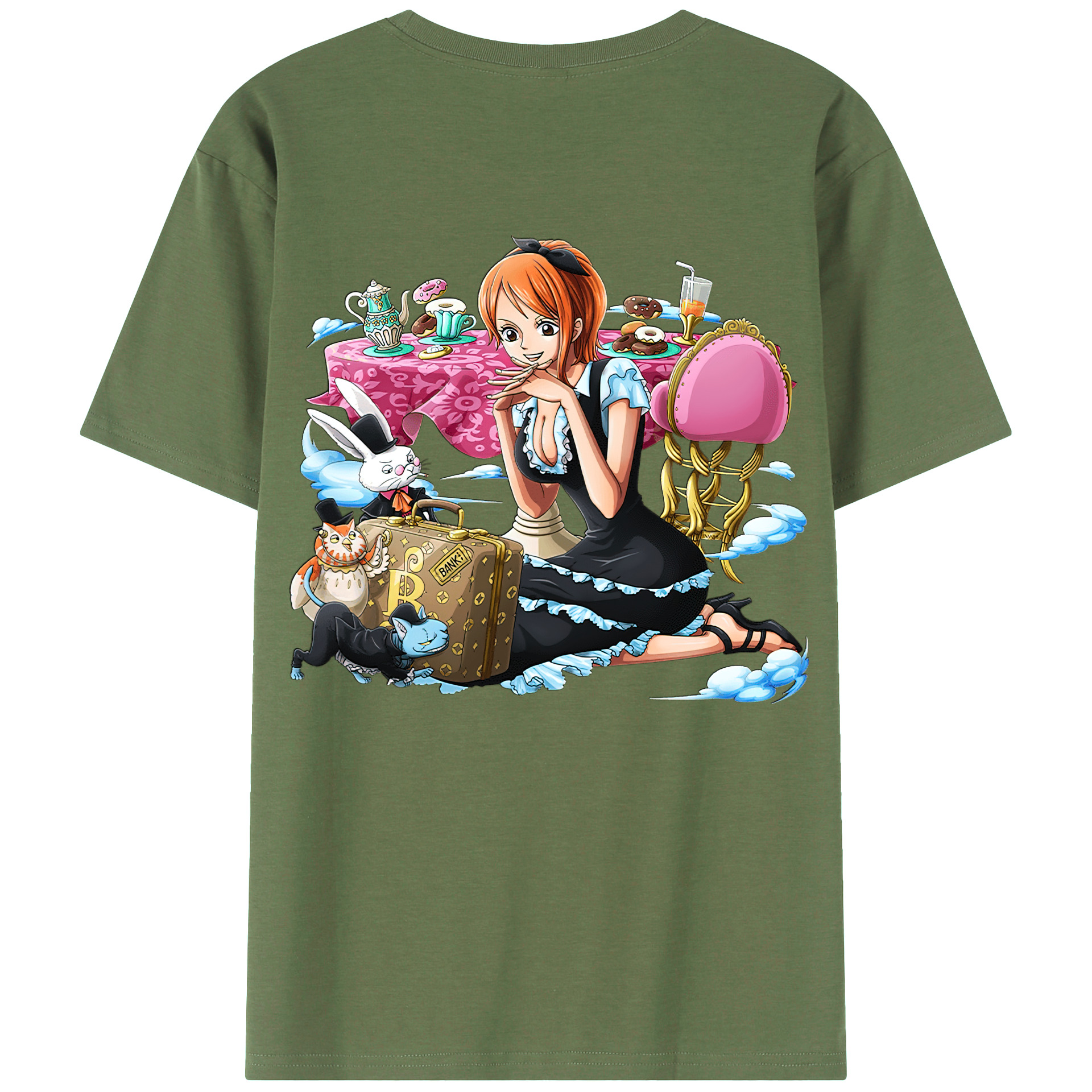 （画像用） ワンピース ナミ ONE PIECE Nami 綿100％ メンズ半袖Tシャツ（バックプリント） 通気性